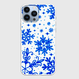 Чехол для iPhone 13 Pro Max с принтом Белая Зима в Санкт-Петербурге,  |  | christmas | cold | happy new year | ice | merry christmas | new year | snow | snowflakes | winter | голубые снежинки | декабрь | зима | зимний орнамент | зимний узор | кристаллы | новогодний принт | новый год | подарок | природа | рождество