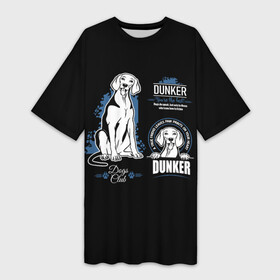 Платье-футболка 3D с принтом Дункер (Dunker) в Санкт-Петербурге,  |  | animal | dog | dunker dog | hound dog | norwegian hound | год собаки | гончая собака | друг человека | дункер | животное | зверь | кинолог | норвежская гончая | пёс | порода собак | собака | собака дункер | собаковод | щенок