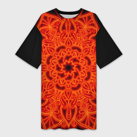Платье-футболка 3D с принтом Огненная мандала в Санкт-Петербурге,  |  | абстрактный | абстракция | антистресс | ловец снов | медитативный | медитация | орнамент | плетение | радиальная | узор | этнический