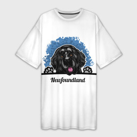 Платье-футболка 3D с принтом Ньюфаундленд (Newfoundland) в Санкт-Петербурге,  |  | animal | diver dog | dog | newfoundland dog | год собаки | друг человека | животное | зверь | кинолог | ньюфаундленд | пёс | порода собак | собака | собака водолаз | собака ньюфаундленд | собаковод | щенок