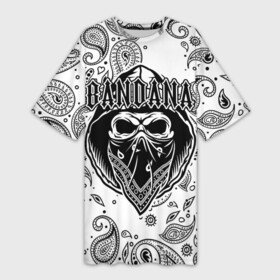 Платье-футболка 3D с принтом BANDANA (SCULL) в Санкт-Петербурге,  |  | bandana | bbt | big baby tape | kizaru | rap | trap | бандана | ббт | биг бейби тейп | кизару | реп | треп