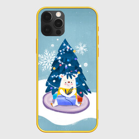 Чехол для iPhone 12 Pro с принтом Медвежонок под новогодней елкой в Санкт-Петербурге, силикон | область печати: задняя сторона чехла, без боковых панелей | 2022 | christmas | new year | животные | звери | зверюшки | зима | кавай | медведь | медвежонок | милота | милый | мишка | нг | новогодний | новый год | рождество | снег