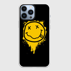 Чехол для iPhone 13 Pro Max с принтом NIRVANA LOGO SMILE, БРЫЗГИ КРАСОК в Санкт-Петербурге,  |  | band | cobain | face | kurt | logo | music | nirvana | rock | rocknroll | группа | кобейн | курт | лого | логотип | музыка | музыкальная | нирвана | рожица | рок | рокнролл | символ