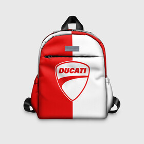 Детский рюкзак 3D с принтом DUCATI WHITE RED STYLE LOGO в Санкт-Петербурге, 100% полиэстер | лямки с регулируемой длиной, сверху петелька, чтобы рюкзак можно было повесить на вешалку. Основное отделение закрывается на молнию, как и внешний карман. Внутри дополнительный карман. По бокам два дополнительных кармашка | Тематика изображения на принте: ducati | italy | moto | motocycle | racing | sport | дукати | италия | мото | мотоспорт | мотоцикл | рейсинг | спорт