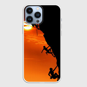 Чехол для iPhone 13 Pro Max с принтом СКАЛОЛАЗЫ В ЗАКАТЕ в Санкт-Петербурге,  |  | Тематика изображения на принте: mounting | shadow | sun | альпинизм | горы | закат | природа | скалолаз | солнце | спорт | тень