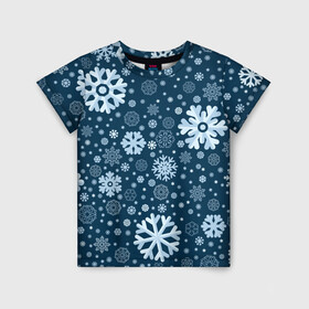 Детская футболка 3D с принтом Новогодние снежинки, новый год в Санкт-Петербурге, 100% гипоаллергенный полиэфир | прямой крой, круглый вырез горловины, длина до линии бедер, чуть спущенное плечо, ткань немного тянется | Тематика изображения на принте: 2021 | 2022 | christmas | merry | merry christmas | new year | snow | sweater | ugly christmas | winter | year of the tiger | год тигра | зима | новогодний | новогодняя | новый год | рождественский | рождественский свитер | рождество | свитер | 