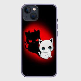 Чехол для iPhone 13 с принтом КОТИК ДЬЯВОЛ   KITTY DEVIL в Санкт-Петербурге,  |  | Тематика изображения на принте: animals | cat | demon | devil | kitty | дьявол | животные | звери | котик | кошки