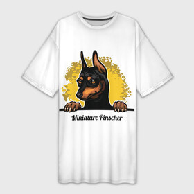 Платье-футболка 3D с принтом Мини Пинчер в Санкт-Петербурге,  |  | Тематика изображения на принте: animal | dog | german pinscher | min pi | miniature pinscher | pinscher | год собаки | друг человека | животное | зверь | кинолог | мин пин | миниатюрный пинчер | немецкий пинчер | пёс | пинчер | порода собак | собака