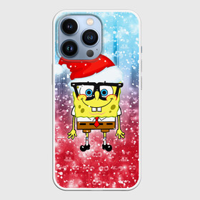 Чехол для iPhone 13 Pro с принтом Новогодний Спанч Боб в Санкт-Петербурге,  |  | sponge bob | spongebob | губка боб | квадратные штаны | мультфильм | новый год | рождество | санта | сквэр пэнтс | снег | снежинка | спанч боб