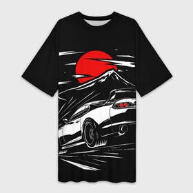 Платье-футболка 3D с принтом Тойота супра mark 4 при красной луне Toyota supra в Санкт-Петербурге,  |  | a80 | ae86 | camry | car | fast furious | jdm | mark 4 | toyota | а80 | камри | марк | машина | супра | тоёта | форсаж
