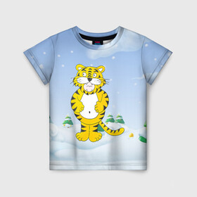 Детская футболка 3D с принтом костюм тигра в Санкт-Петербурге, 100% гипоаллергенный полиэфир | прямой крой, круглый вырез горловины, длина до линии бедер, чуть спущенное плечо, ткань немного тянется | 2022 | год тигра | новый год | новый год 2022 | символ года | тигр | тигренок | тигрица | тигры