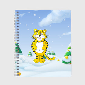 Тетрадь с принтом костюм тигра в Санкт-Петербурге, 100% бумага | 48 листов, плотность листов — 60 г/м2, плотность картонной обложки — 250 г/м2. Листы скреплены сбоку удобной пружинной спиралью. Уголки страниц и обложки скругленные. Цвет линий — светло-серый
 | 2022 | год тигра | новый год | новый год 2022 | символ года | тигр | тигренок | тигрица | тигры