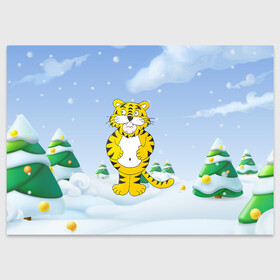 Поздравительная открытка с принтом костюм тигра в Санкт-Петербурге, 100% бумага | плотность бумаги 280 г/м2, матовая, на обратной стороне линовка и место для марки
 | 2022 | год тигра | новый год | новый год 2022 | символ года | тигр | тигренок | тигрица | тигры
