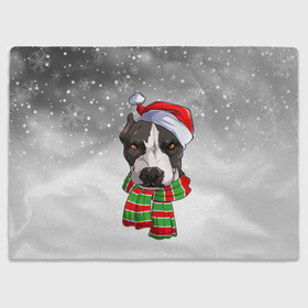 Плед 3D с принтом Новогодний Питбуль   New Years Pit bull в Санкт-Петербурге, 100% полиэстер | закругленные углы, все края обработаны. Ткань не мнется и не растягивается | christmas | dog | pit bull | santa | дед мороз | зима | новый год | питбуль | рождество | санта | снег | снежинка | собака | собачка | щенок