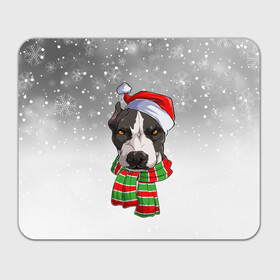 Прямоугольный коврик для мышки с принтом Новогодний Питбуль   New Years Pit bull в Санкт-Петербурге, натуральный каучук | размер 230 х 185 мм; запечатка лицевой стороны | christmas | dog | pit bull | santa | дед мороз | зима | новый год | питбуль | рождество | санта | снег | снежинка | собака | собачка | щенок