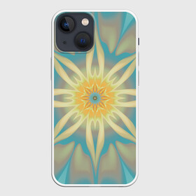 Чехол для iPhone 13 mini с принтом Летнее солнце. Абстракция. в Санкт-Петербурге,  |  | abstraction | blue | fractal | round | summer | sun | turquoise | yellow | абстракция | бирюзовый | желтый | круглый | летний | солнце | фрактал