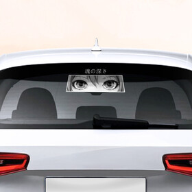 Наклейка на авто - для заднего стекла с принтом Аnime LOVELY EYES` в Санкт-Петербурге, ПВХ | Точные размеры наклейки зависят от выбранного изображения (ширина не больше 75 мм, высота не больше 45 мм) | анимэ | взгляд | глаза | иероглиф | мультики