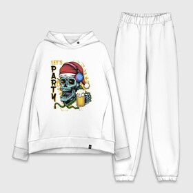 Женский костюм хлопок Oversize с принтом Skull Santa в Санкт-Петербурге,  |  | art | beer | christmas | headphones | new year | santa | skull | арт | наушники | новый год | рождество | санта | череп