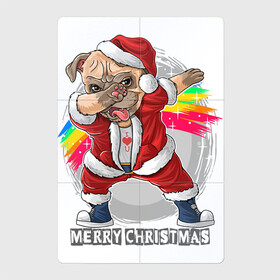 Магнитный плакат 2Х3 с принтом Christmas Pug в Санкт-Петербурге, Полимерный материал с магнитным слоем | 6 деталей размером 9*9 см | Тематика изображения на принте: christmas | dab | dog | holiday | new year | pug | rainbow | santa | даб | мопс | новый год | праздник | радуга | рождество | санта | собака