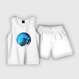 Детская пижама с шортами хлопок с принтом КОСМОС 2024 в Санкт-Петербурге,  |  | вселенная | галлактика | другие миры | звезды | космос | планеты