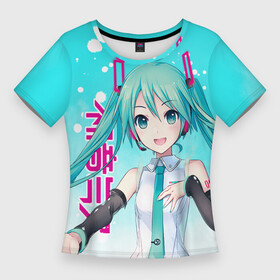 Женская футболка 3D Slim с принтом Hatsune Miku, Мику Хацунэ в Санкт-Петербурге,  |  | anime girl | hatsune miku | vocaloid | виртуальная певица | вокалоид | девушка с голубыми волосами | мику хацунэ | музыка