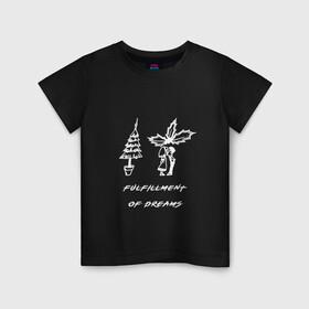 Детская футболка хлопок с принтом fulfillment of dreams в Санкт-Петербурге, 100% хлопок | круглый вырез горловины, полуприлегающий силуэт, длина до линии бедер | елка | любовь | люди | новый год | пожелание | поцелуй