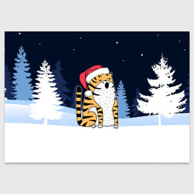 Поздравительная открытка с принтом Удивленный тигр 2022 в Санкт-Петербурге, 100% бумага | плотность бумаги 280 г/м2, матовая, на обратной стороне линовка и место для марки
 | 2022 | год тигра | новый год | новый год 2022 | символ года | тигр | тигренок | тигрица | тигры