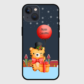 Чехол для iPhone 13 с принтом Новогодний тигренок с красным шариком в Санкт-Петербурге,  |  | Тематика изображения на принте: 2022 | год тигра | новый год | новый год 2022 | символ года | тигр | тигренок | тигрица | тигры