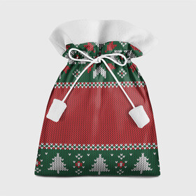 Подарочный 3D мешок с принтом Knitted Christmas Pattern в Санкт-Петербурге, 100% полиэстер | Размер: 29*39 см | background | christmas | holiday | knitted | knitted pattern | pattern | trees | winter | вязаный | вязаный узор | елки | зима | праздник | рождество | узор | фон