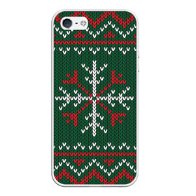 Чехол для iPhone 5/5S матовый с принтом Knitted Snowflake Pattern в Санкт-Петербурге, Силикон | Область печати: задняя сторона чехла, без боковых панелей | background | christmas | holiday | knitted pattern | pattern | snowflakes | trees | winter | вязаный узор | елки | зима | праздник | рождество | снежинки | узор | фон