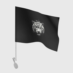 Флаг для автомобиля с принтом Черно Белый Тигр. Head в Санкт-Петербурге, 100% полиэстер | Размер: 30*21 см | 2022 | 22 | black | head | muzzle | new | second | symbol | tiger | twenty | two | white | year | белый | второй | год | года | голова | двадцать | нового | новый | символ | тигр | черный