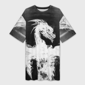 Платье-футболка 3D с принтом SMOKE DRAGON INVERSE JAPAN в Санкт-Петербурге,  |  | china | dragon | japan | neon | smoke | smoke dragon | texture | драконы | дым | китай | мифология | неон | неоновые драконы | текстура | япония