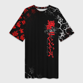 Платье-футболка 3D с принтом TOKYO REVENGERS RED STYLE TEAM в Санкт-Петербурге,  |  | anime | draken | mikey | tokyorevengers | walhalla | аниме | вальгала | дракен | иероглифы | кэн | манга | мандзиро | микки | рюгудзи | сано | символы | токийские мстители