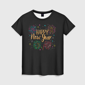 Женская футболка 3D с принтом Fireworks Explosinons. Happy New Year в Санкт-Петербурге, 100% полиэфир ( синтетическое хлопкоподобное полотно) | прямой крой, круглый вырез горловины, длина до линии бедер | 2022 | 22 | claps | explosion | fireworks | happy | new | paint | rain | salute | snow | year | взрыв | год | дождик | краски | новый | салюта | снег | фейерверк | хлопки