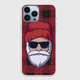 Чехол для iPhone 13 Pro Max с принтом SANTA HIPSTER | САНТА ХИПСТЕР в Санкт-Петербурге,  |  | Тематика изображения на принте: 2022 | bad | christmas | cold | dab | dub | hipster | klaus | merry | new | santa | snow | winter | year | год | даб | зима | клаус | мороз | новый | рождество | санта | снег | хипстер | холод