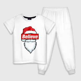 Детская пижама хлопок с принтом I Believe In Santa | Я Верю В Санту в Санкт-Петербурге, 100% хлопок |  брюки и футболка прямого кроя, без карманов, на брюках мягкая резинка на поясе и по низу штанин
 | 2022 | believe | christmas | cold | klaus | merry | new | santa | winter | year | верить | год | дед | зима | клаус | мороз | новый | рождество | санта | холод