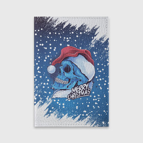 Обложка для паспорта матовая кожа с принтом Merry Christmas | Счастливого Рождества | Skull в Санкт-Петербурге, натуральная матовая кожа | размер 19,3 х 13,7 см; прозрачные пластиковые крепления | 2022 | christmas | cold | klaus | merry | new | santa | skull | snow | winter | year | год | дед | зима | клаус | мороз | новый | рождество | санта | скелет | снег | холод | череп