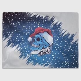 Плед 3D с принтом Merry Christmas | Счастливого Рождества | Skull в Санкт-Петербурге, 100% полиэстер | закругленные углы, все края обработаны. Ткань не мнется и не растягивается | 2022 | christmas | cold | klaus | merry | new | santa | skull | snow | winter | year | год | дед | зима | клаус | мороз | новый | рождество | санта | скелет | снег | холод | череп