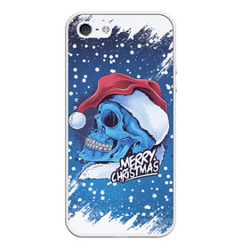 Чехол для iPhone 5/5S матовый с принтом Merry Christmas | Счастливого Рождества | Skull в Санкт-Петербурге, Силикон | Область печати: задняя сторона чехла, без боковых панелей | 2022 | christmas | cold | klaus | merry | new | santa | skull | snow | winter | year | год | дед | зима | клаус | мороз | новый | рождество | санта | скелет | снег | холод | череп