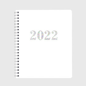 Тетрадь с принтом Новый Год 2022   New Year 2022 в Санкт-Петербурге, 100% бумага | 48 листов, плотность листов — 60 г/м2, плотность картонной обложки — 250 г/м2. Листы скреплены сбоку удобной пружинной спиралью. Уголки страниц и обложки скругленные. Цвет линий — светло-серый
 | 2022 | новый год | праздник