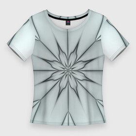 Женская футболка 3D Slim с принтом Абстрактный цветок. Серо голубой. 1 30. в Санкт-Петербурге,  |  | abstraction | flower | fractal | grayblue | grey | light | pattern | абстракция | светлый | серый | узор | фрактал | цветок