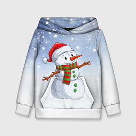 Детская толстовка 3D с принтом Веселый Снеговик   Happy Snowman в Санкт-Петербурге, 100% полиэстер | двухслойный капюшон со шнурком для регулировки, мягкие манжеты на рукавах и по низу толстовки, спереди карман-кенгуру с мягким внутренним слоем | christmas | santa | snowman | дед мороз | елка | зима | новый год | рождество | санта | снег | снеговик | снегурочка | снежинка