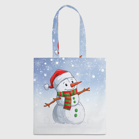 Шоппер 3D с принтом Веселый Снеговик   Happy Snowman в Санкт-Петербурге, 100% полиэстер | Плотность: 200 г/м2; Размер: 34×35 см; Высота лямок: 30 см | christmas | santa | snowman | дед мороз | елка | зима | новый год | рождество | санта | снег | снеговик | снегурочка | снежинка