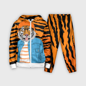 Детский костюм 3D с принтом Тигр фурри на стиле в Санкт-Петербурге,  |  | furry | tiger | восточный тигр | год тигра | кошка | лоу поли | тигр | тигренок | хищник