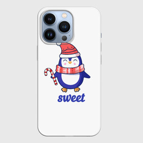 Чехол для iPhone 13 Pro с принтом Милый пингвин с конфетой и надписью  Sweet в Санкт-Петербурге,  |  | sweet | детское | конфета | милый | надпись | пингвин