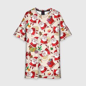Детское платье 3D с принтом Дед Мороз в Санкт-Петербурге, 100% полиэстер | прямой силуэт, чуть расширенный к низу. Круглая горловина, на рукавах — воланы | merry christmas | presents | santa | веселого рождества | дед мороз | подарки | рождество | санта | санта клаус | снежинки