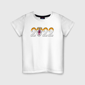 Детская футболка хлопок с принтом Надпись 2022   год тигра в Санкт-Петербурге, 100% хлопок | круглый вырез горловины, полуприлегающий силуэт, длина до линии бедер | 2022 | год тигра | новый год | новый год 2022 | символ года | тигр | тигренок | тигрица | тигры