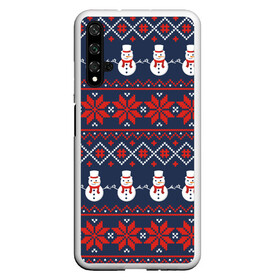 Чехол для Honor 20 с принтом Christmas Background в Санкт-Петербурге, Силикон | Область печати: задняя сторона чехла, без боковых панелей | background | christmas | holiday | knitted pattern | new year | pattern | snowman | вязаный узор | новый год | праздник | рождество | снеговик | узор | фон