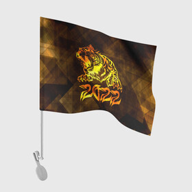 Флаг для автомобиля с принтом Хищник Тигр 2022 в Санкт-Петербурге, 100% полиэстер | Размер: 30*21 см | 2022 | tiger | восточный тигр | год тигра | кошка | тигр | тигренок | хищник