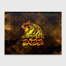 Обложка для студенческого билета с принтом Хищник Тигр 2022 в Санкт-Петербурге, натуральная кожа | Размер: 11*8 см; Печать на всей внешней стороне | Тематика изображения на принте: 2022 | tiger | восточный тигр | год тигра | кошка | тигр | тигренок | хищник